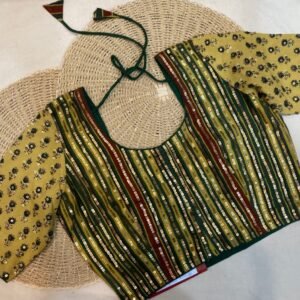 Cotton Ajrakh Print Sequence Work Stitched Blouse