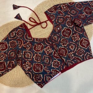 Cotton Ajrakh Print Sequence Work Stitched Blouse