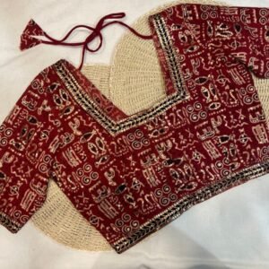 Cotton Ajrakh Print Sequence Work Stitched Blouse