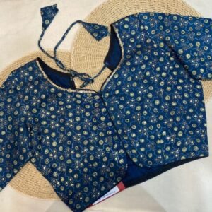 Modal Silk Ajrakh Print Sequence Work Stitched Blouse