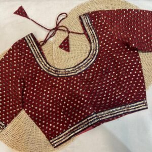 Cotton Ajrakh Print Sequence Work Stitched Blouse